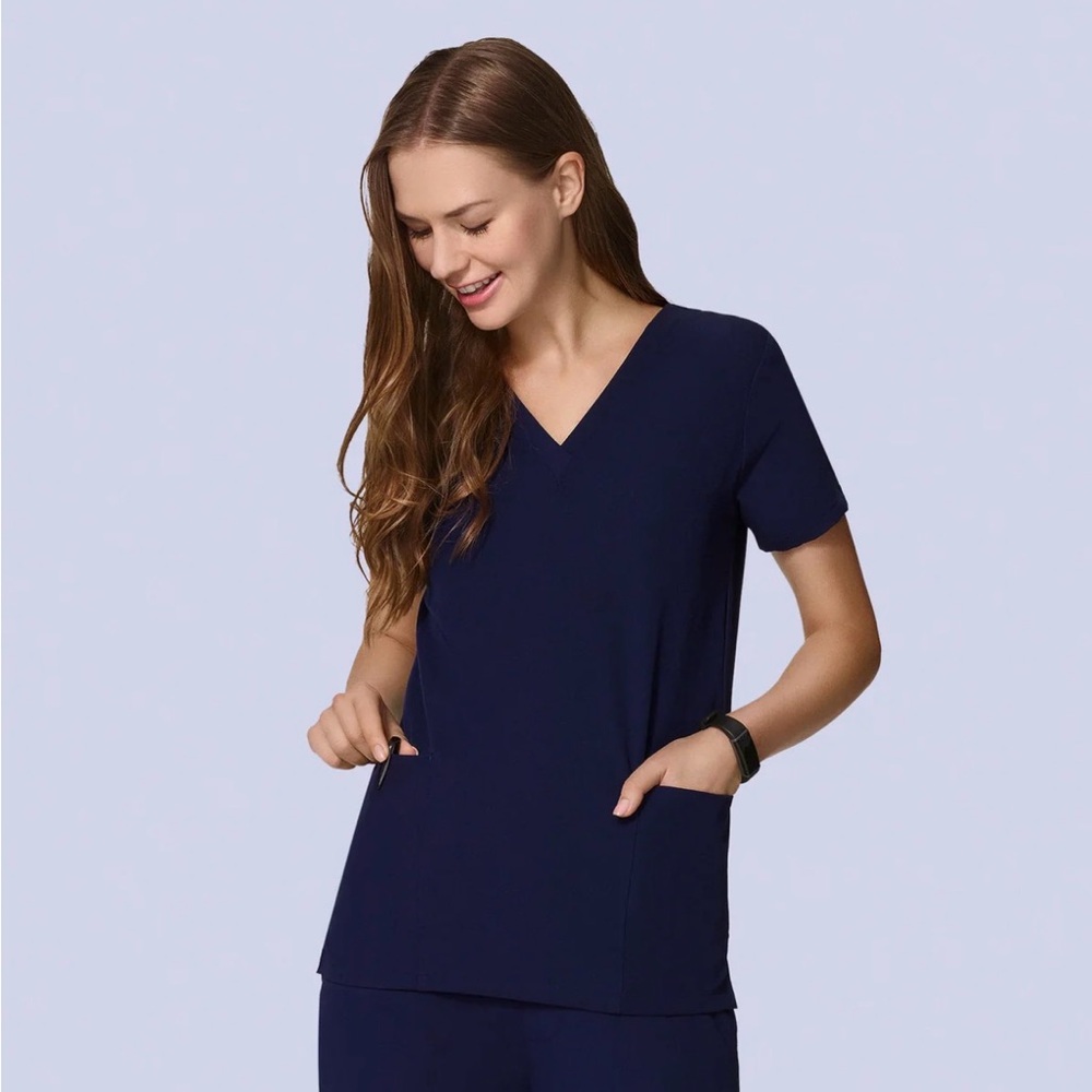 **2 PACK** Mandala Women's Navy V-Neck Scrub Top